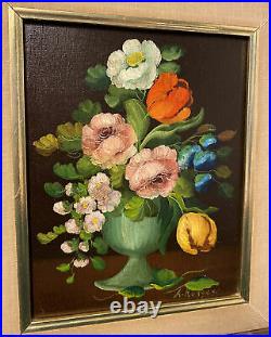Vintage Vito L. Ruggeri Florentine Artist Original Oil Painting Signed Floral