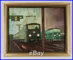 Vintage WPA Industrial Transportation American Railroad Subway Train Painting