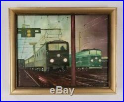 Vintage WPA Industrial Transportation American Railroad Subway Train Painting