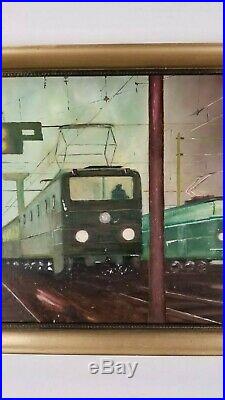 Vintage WPA Industrial Transportation American Railroad Subway Train Painting