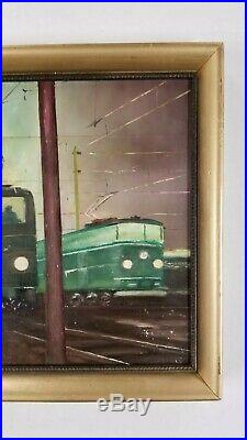 Vintage WPA Industrial Transportation American Railroad Subway Train Painting