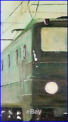 Vintage WPA Industrial Transportation American Railroad Subway Train Painting