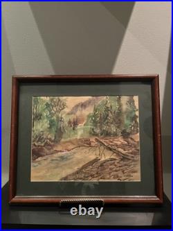 Vintage Watercolor Landscape Painting Signed Original, Framed 1970s