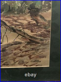 Vintage Watercolor Landscape Painting Signed Original, Framed 1970s