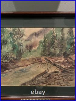 Vintage Watercolor Landscape Painting Signed Original, Framed 1970s
