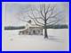 Vintage Watercolor Painting Farmhouse In Winter Signed WARNER