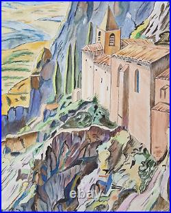 Vintage Watercolor Painting Original Landscape Painting Mountain Signed