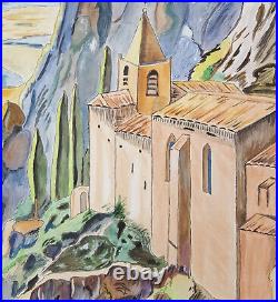 Vintage Watercolor Painting Original Landscape Painting Mountain Signed