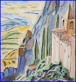 Vintage Watercolor Painting Original Landscape Painting Mountain Signed