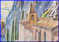 Vintage Watercolor Painting Original Landscape Painting Mountain Signed