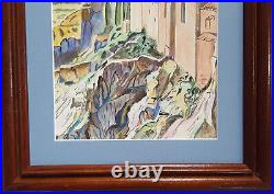 Vintage Watercolor Painting Original Landscape Painting Mountain Signed