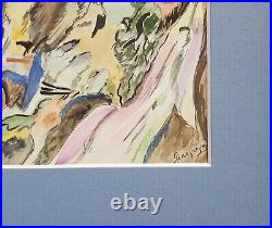 Vintage Watercolor Painting Original Landscape Painting Mountain Signed