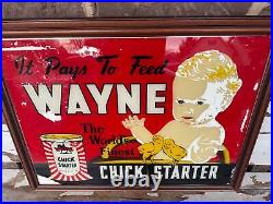 Vintage Wayne Feeds Sign Reverse Painted Glass