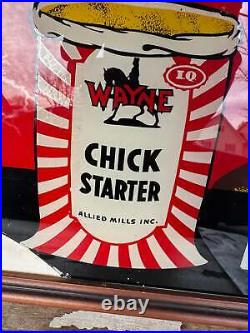Vintage Wayne Feeds Sign Reverse Painted Glass