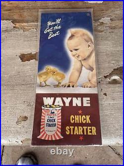 Vintage Wayne Feeds Sign Reverse Painted Glass