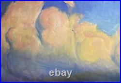 Vintage William (Bill) E. Johnson signed original landscape painting horses