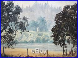 Vintage William P Silva Signed Naive Landscape ORIGINAL Oil / Board Painting yqz