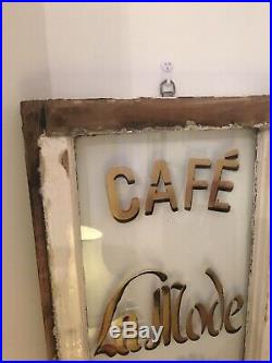 Vintage Window Painted French Cafe Sign