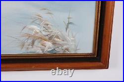 Vintage Winter Scene Snow And Birds Oil Painting On Canvas Signed Bruce