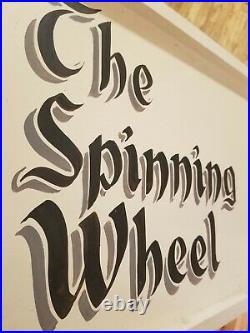 Vintage Wooden Sign The Spinning Wheel Hand Painted Hand Made Sign Skating Rink