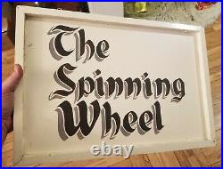 Vintage Wooden Sign The Spinning Wheel Hand Painted Hand Made Sign Skating Rink