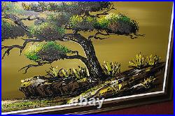 Vintage Yasu Eguchi Oil Painting On Board Green Tree By Water Seagulls LARGE