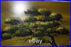 Vintage Yasu Eguchi Oil Painting On Board Green Tree By Water Seagulls LARGE