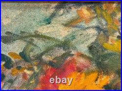 Vintage Zinnias Bouquet Painting on Canvas Signed Lyn Bohon Framed