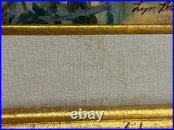 Vintage Zinnias Bouquet Painting on Canvas Signed Lyn Bohon Framed