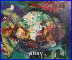 Vintage abstract expressionist composition oil painting signed