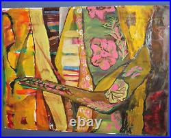 Vintage abstract expressionist gouache painting