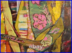 Vintage abstract expressionist gouache painting