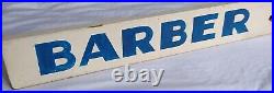Vintage barber shop wooden sign advertising painted plaque rustic haircut shave