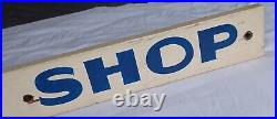 Vintage barber shop wooden sign advertising painted plaque rustic haircut shave