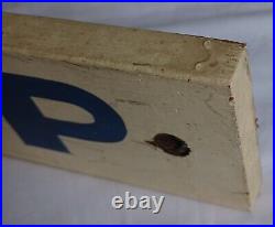 Vintage barber shop wooden sign advertising painted plaque rustic haircut shave