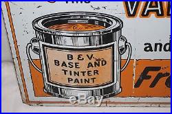 Vintage c. 1930 Bradley & Vrooman Paints Varnishes Gas Oil 2 Sided 22 Metal Sign