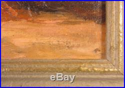 Vintage c. 1930's Oil/Canvas Waterfront Landscape / Genre Scene Illegibly Signed