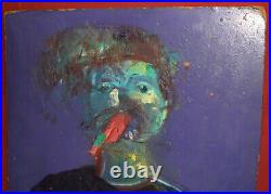 Vintage expressionist abstract oil painting signed