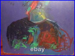 Vintage expressionist abstract oil painting signed