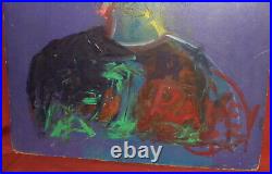 Vintage expressionist abstract oil painting signed