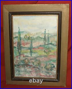 Vintage expressionist oil painting landscape signed