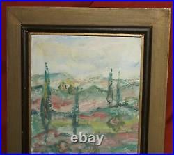 Vintage expressionist oil painting landscape signed