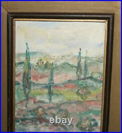 Vintage expressionist oil painting landscape signed