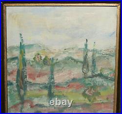 Vintage expressionist oil painting landscape signed