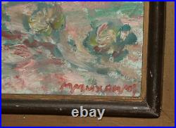 Vintage expressionist oil painting landscape signed
