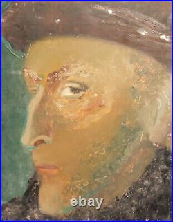 Vintage expressionist oil painting man portrait signed