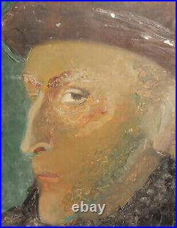 Vintage expressionist oil painting man portrait signed