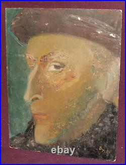 Vintage expressionist oil painting man portrait signed