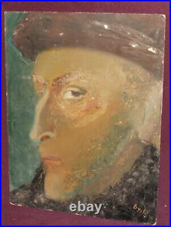 Vintage expressionist oil painting man portrait signed