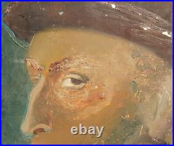 Vintage expressionist oil painting man portrait signed